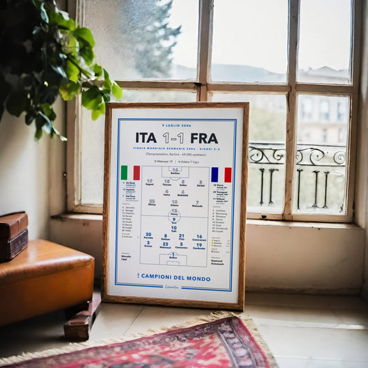 Poster Italia – Francia, finale Mondiali 2006: formazioni complete e marcatori, stampa CalcioArt
