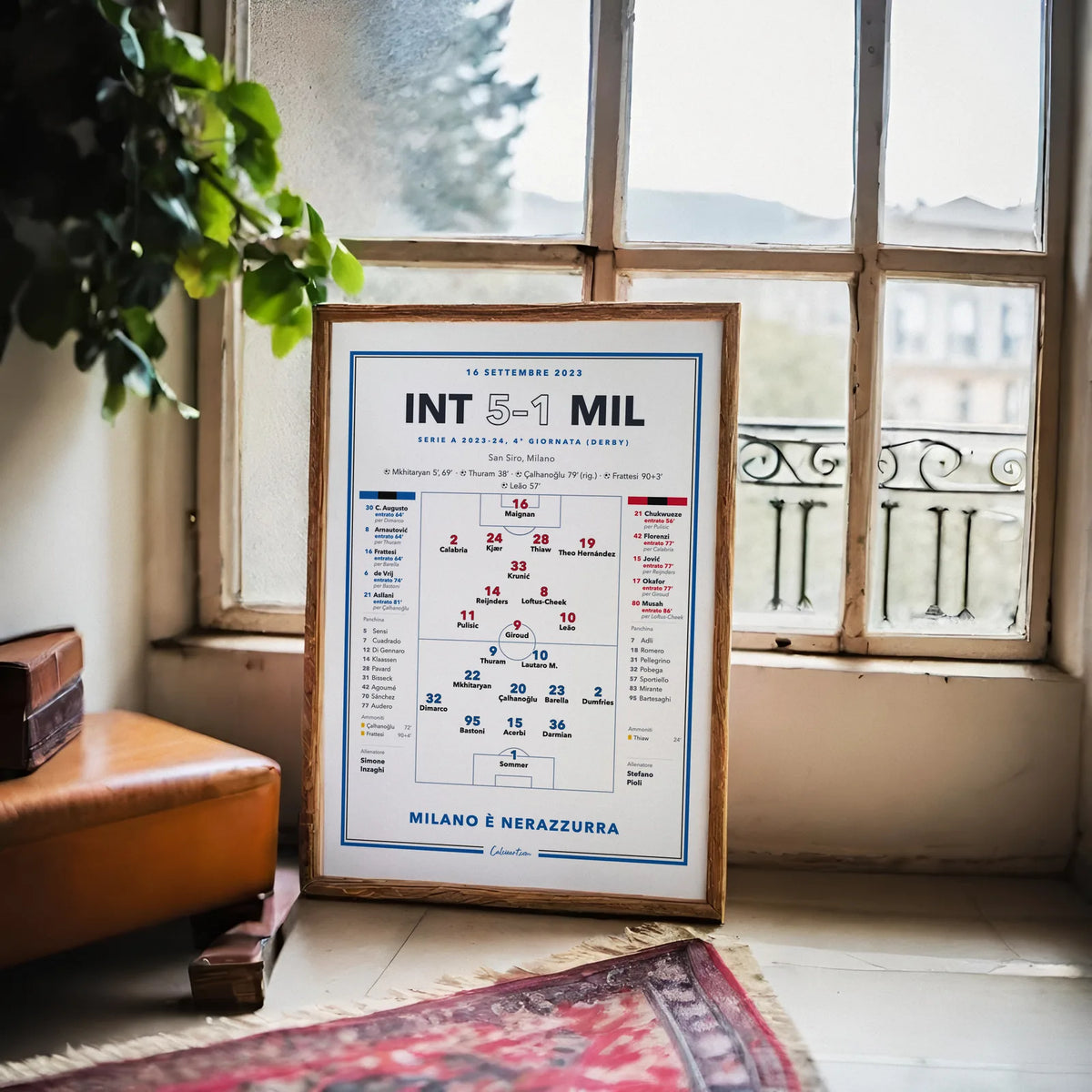 Poster Inter – Milan, derby della Madonnina 2023, con formazioni e marcatori