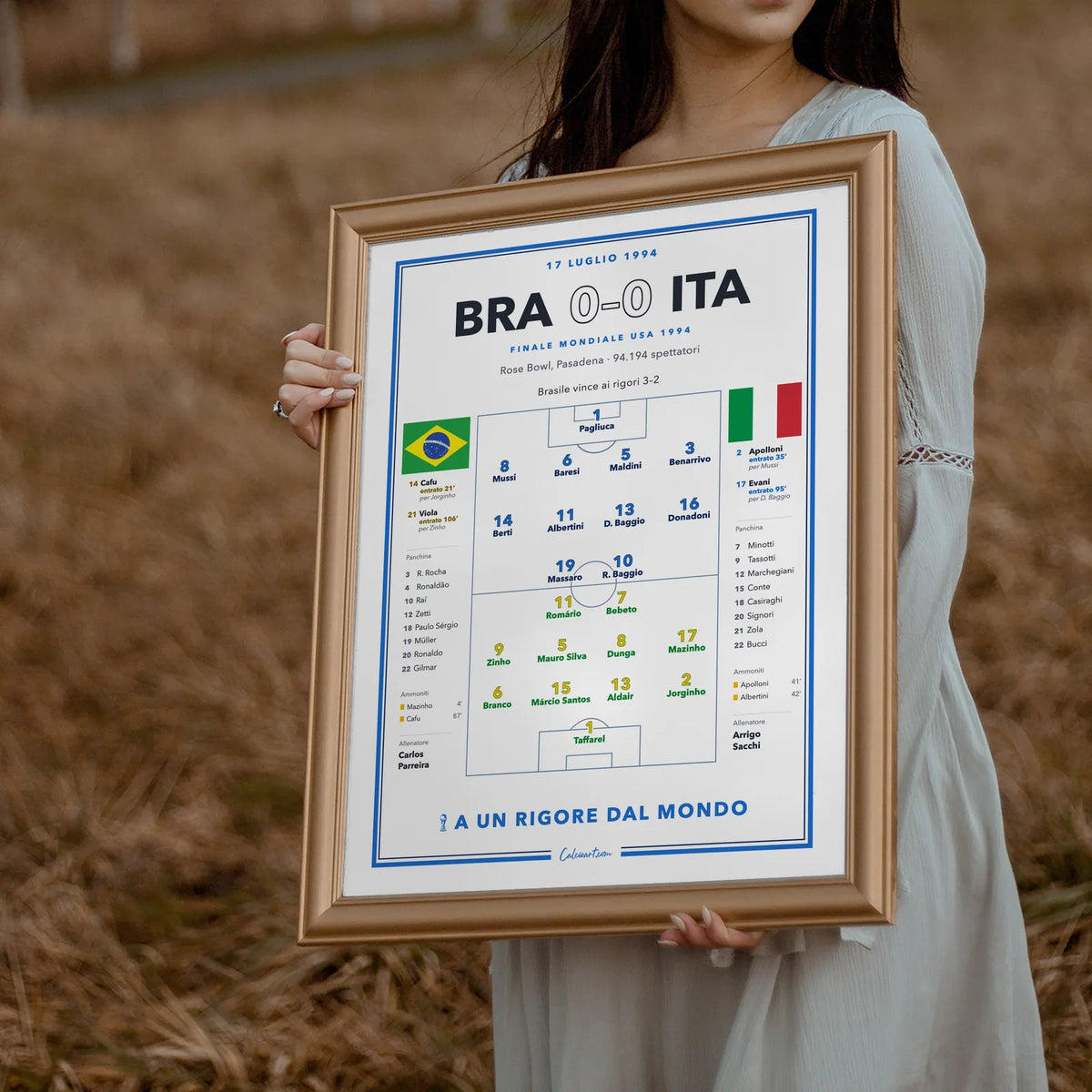 Poster partita della finale di Pasadena con Baggio, Baresi, Romário e Bebeto