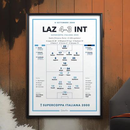 Dettaglio del poster Lazio – Inter all’Olimpico: marcatori López, Mihajlović, Stanković, Keane, Farinós e Vampeta