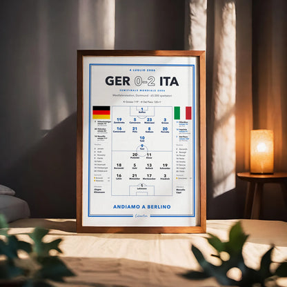 Stampa da collezione del cammino azzurro verso Berlino 2006, regalo per il tifoso della Nazionale