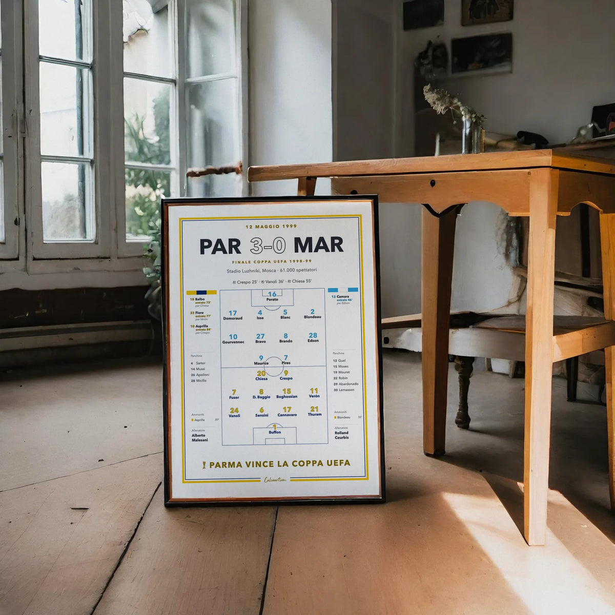 Dettaglio del poster Parma – Marsiglia: marcatori, cambi e cartellini della finale di Mosca