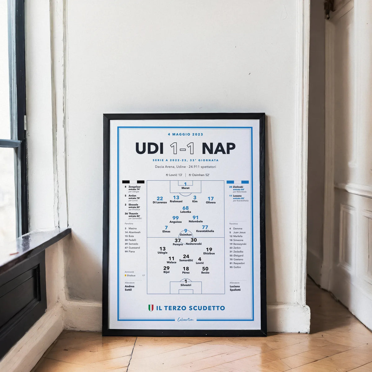 Stampa da collezione del terzo scudetto del Napoli di Spalletti, regalo per il tifoso napoletano
