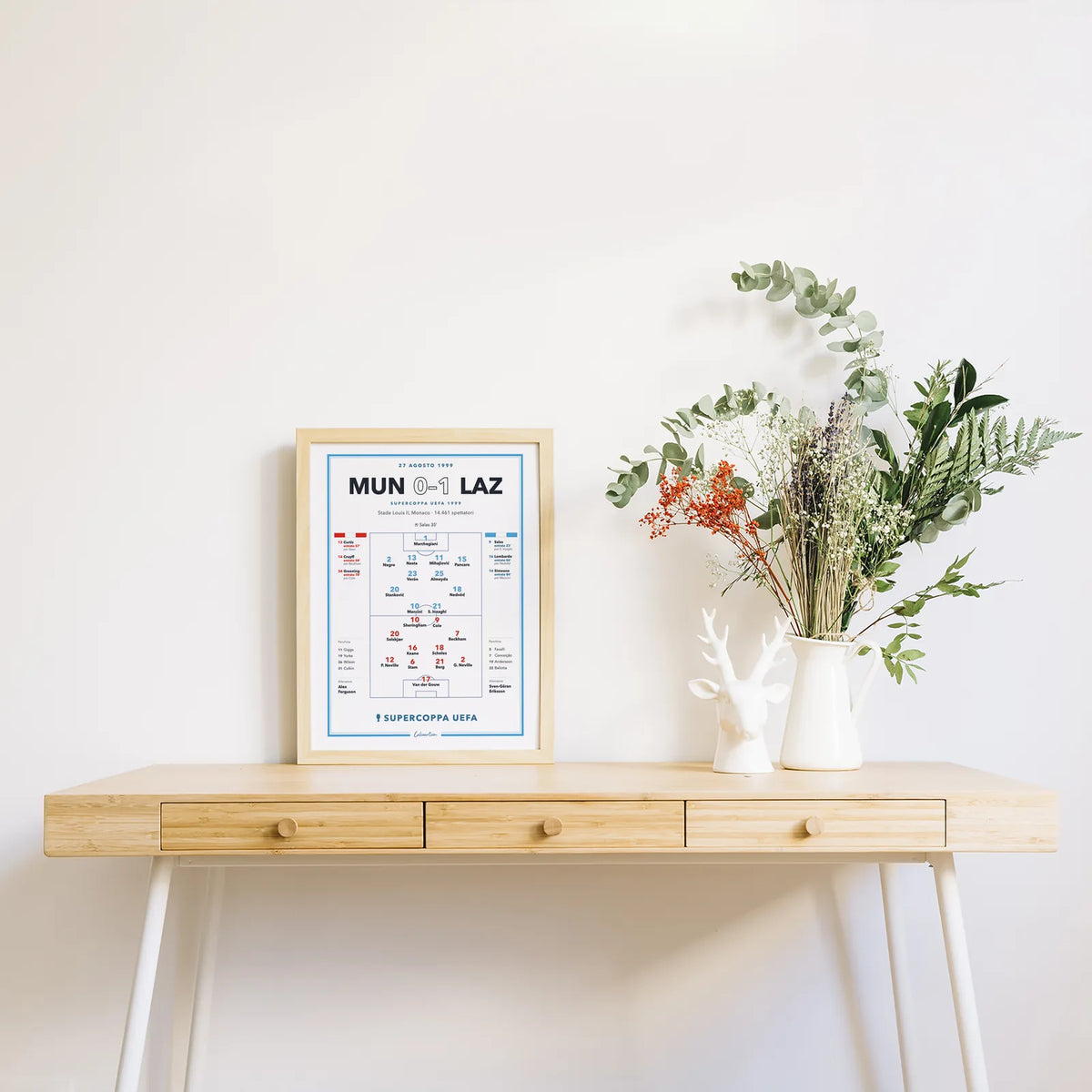 Regalo per il tifoso laziale: poster Manchester United – Lazio, Supercoppa UEFA 1999, stampa da collezione