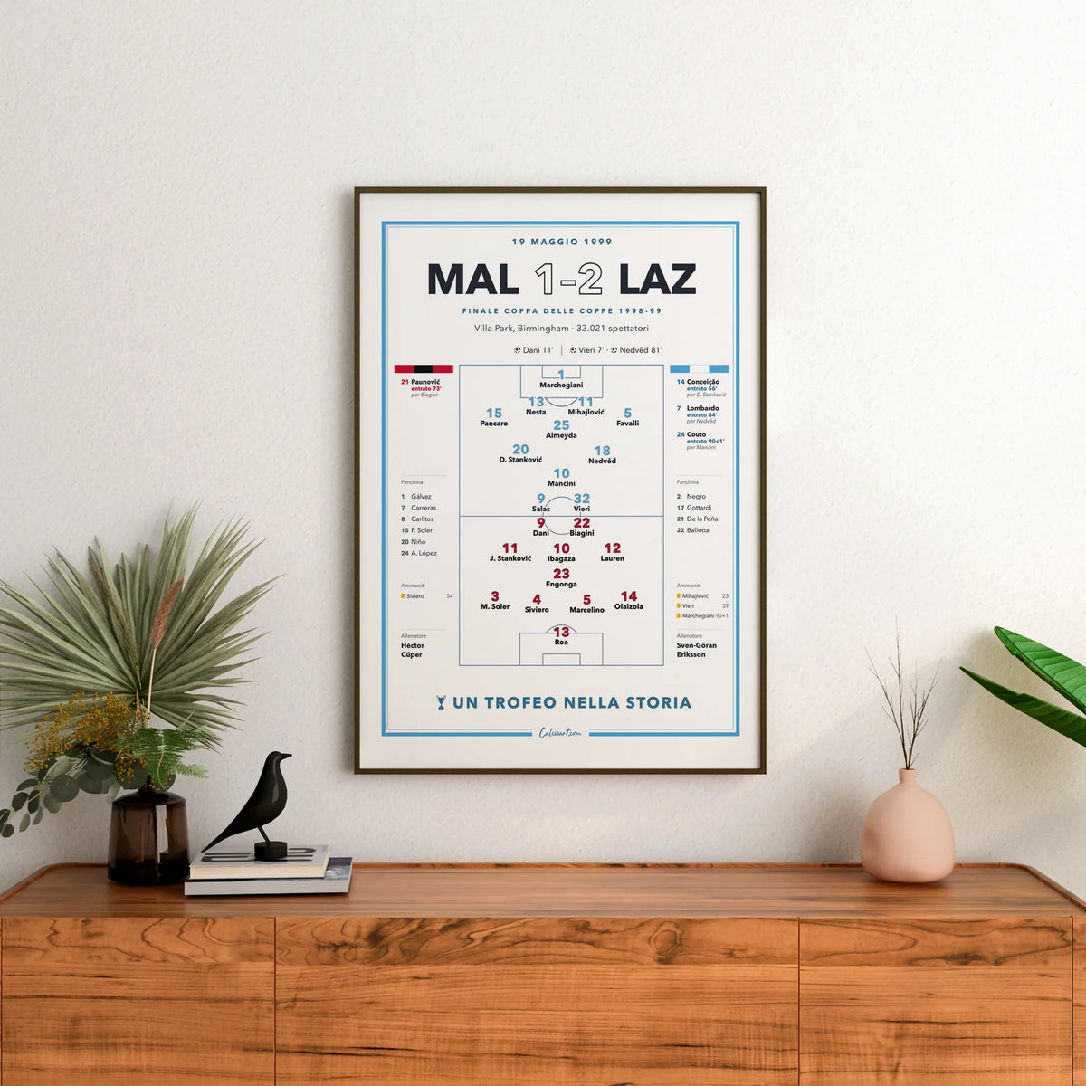 Regalo per il tifoso laziale: poster Maiorca – Lazio, finale di Coppa delle Coppe 1999, stampa da collezione