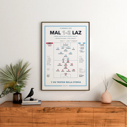 Regalo per il tifoso laziale: poster Maiorca – Lazio, finale di Coppa delle Coppe 1999, stampa da collezione