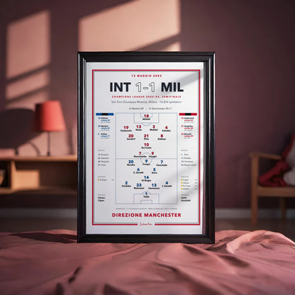 Formati disponibili del poster Inter – Milan, semifinale Champions League 2003, da 30x40 a 140x200 cm