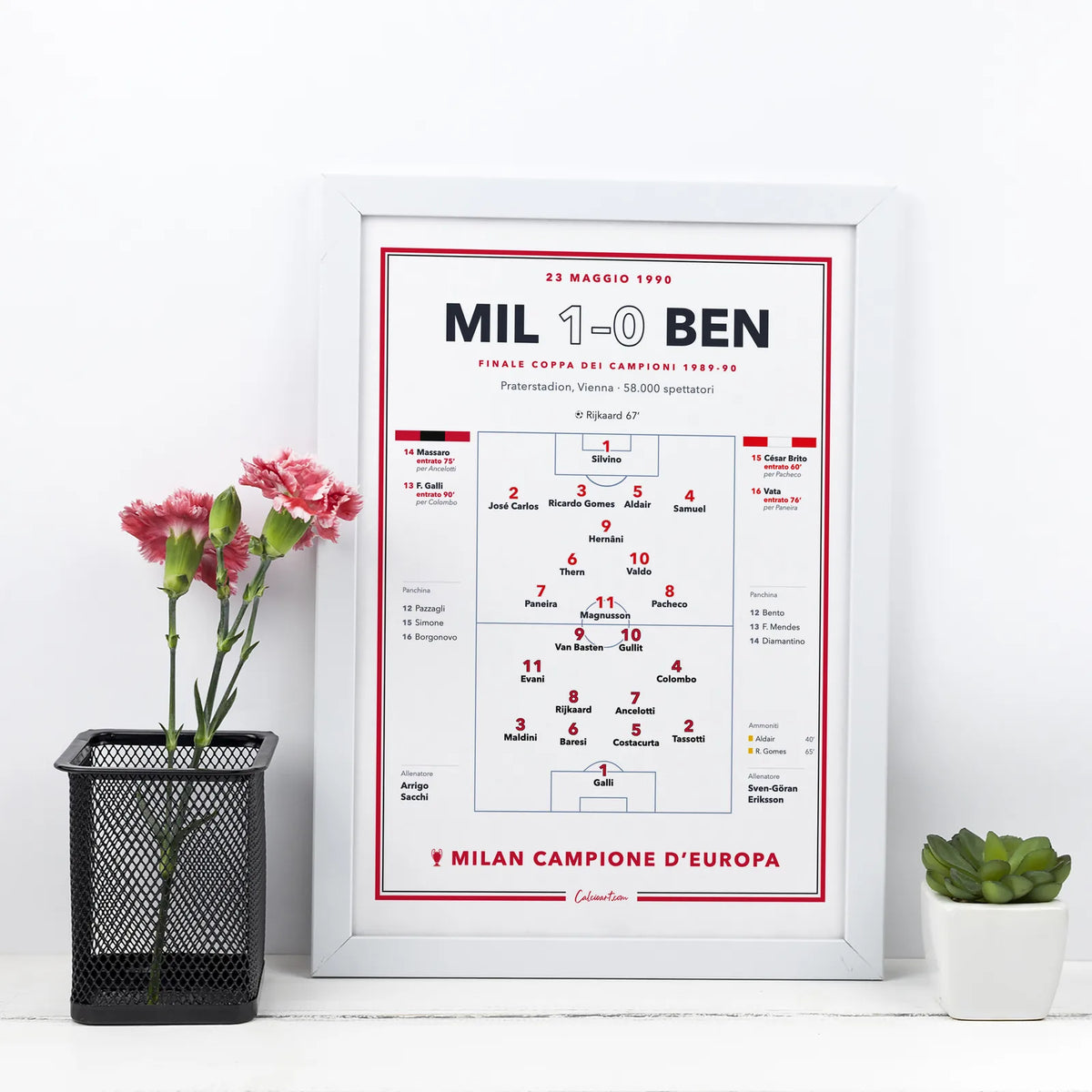 Poster partita storica del Milan in cornice, regalo per il tifoso rossonero