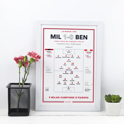 Poster partita storica del Milan in cornice, regalo per il tifoso rossonero