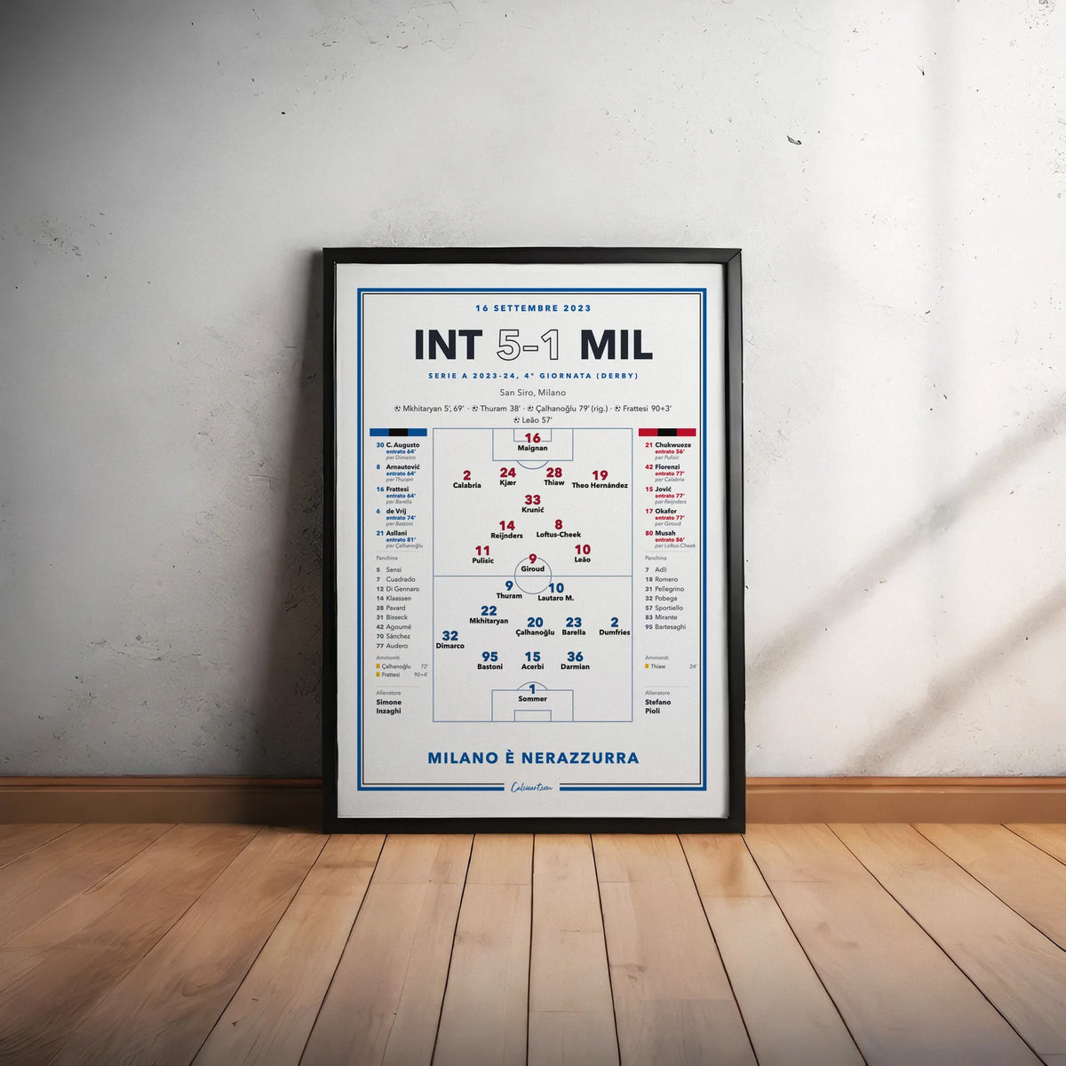 Poster partita storica Inter – Milan in cornice, regalo per il tifoso nerazzurro