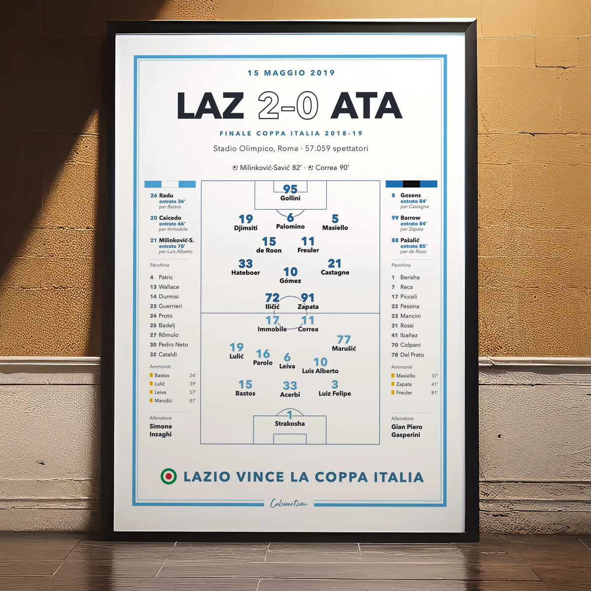 Regalo per il tifoso laziale: poster Lazio – Atalanta, finale di Coppa Italia 2019, stampa da collezione