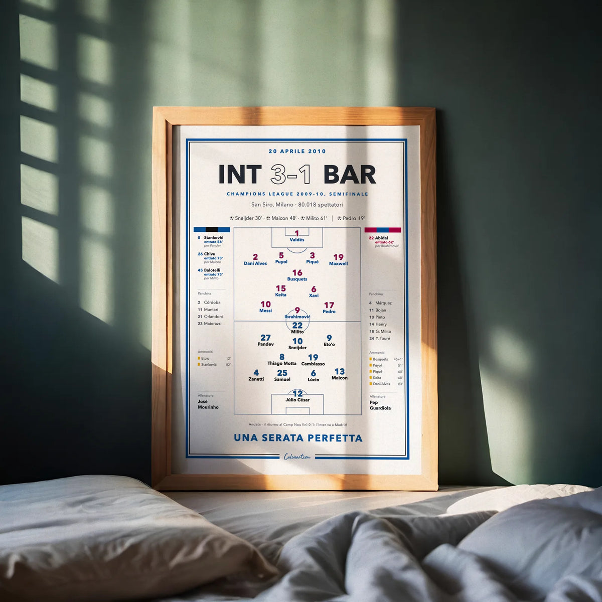 Poster partita storica Inter – Barcellona in cornice, regalo per il tifoso nerazzurro