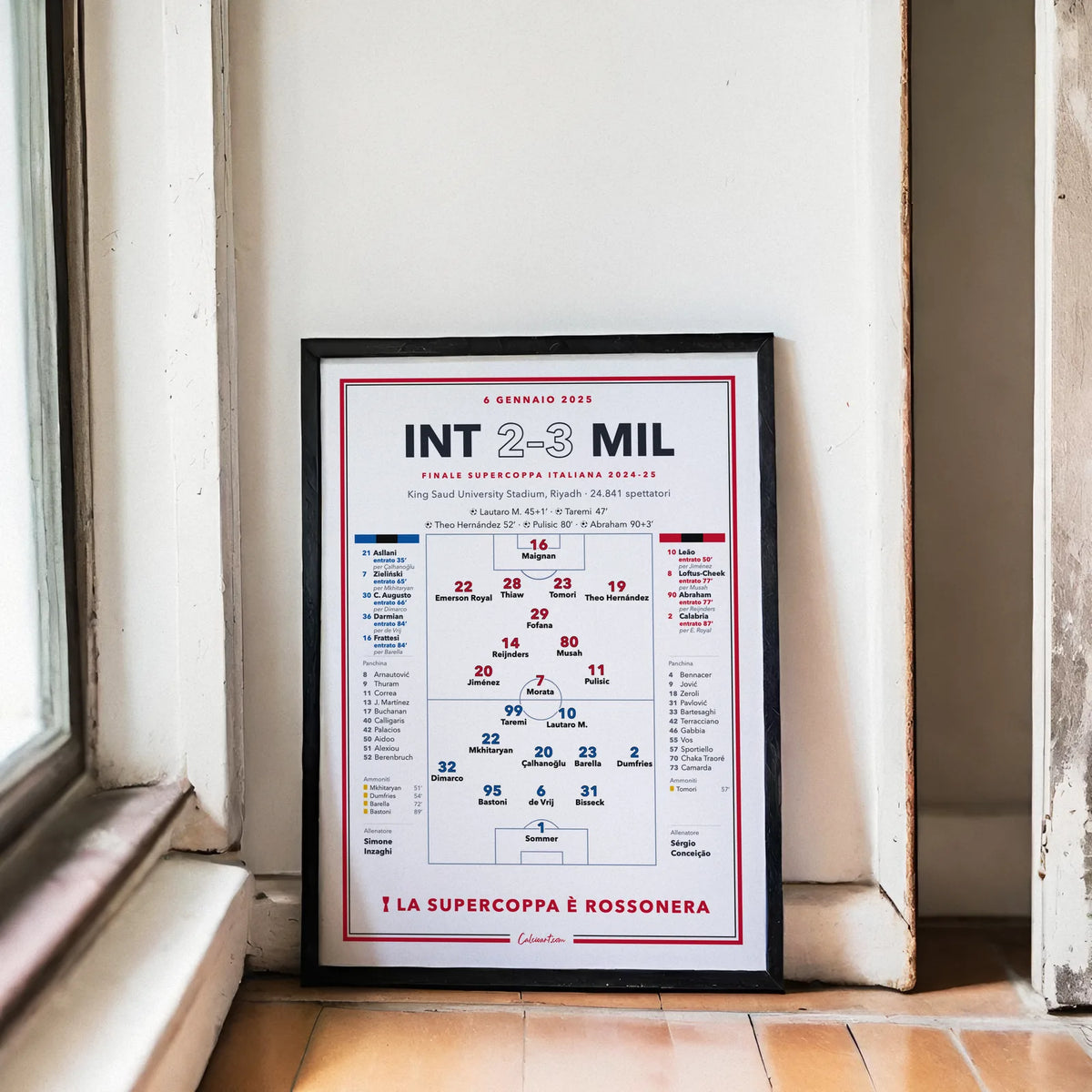 Poster partita storica del Milan in cornice, regalo per il tifoso rossonero