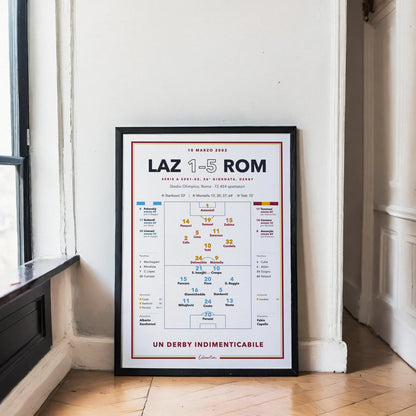Regalo per il tifoso: poster del derby Lazio – Roma 2002, stampa da collezione