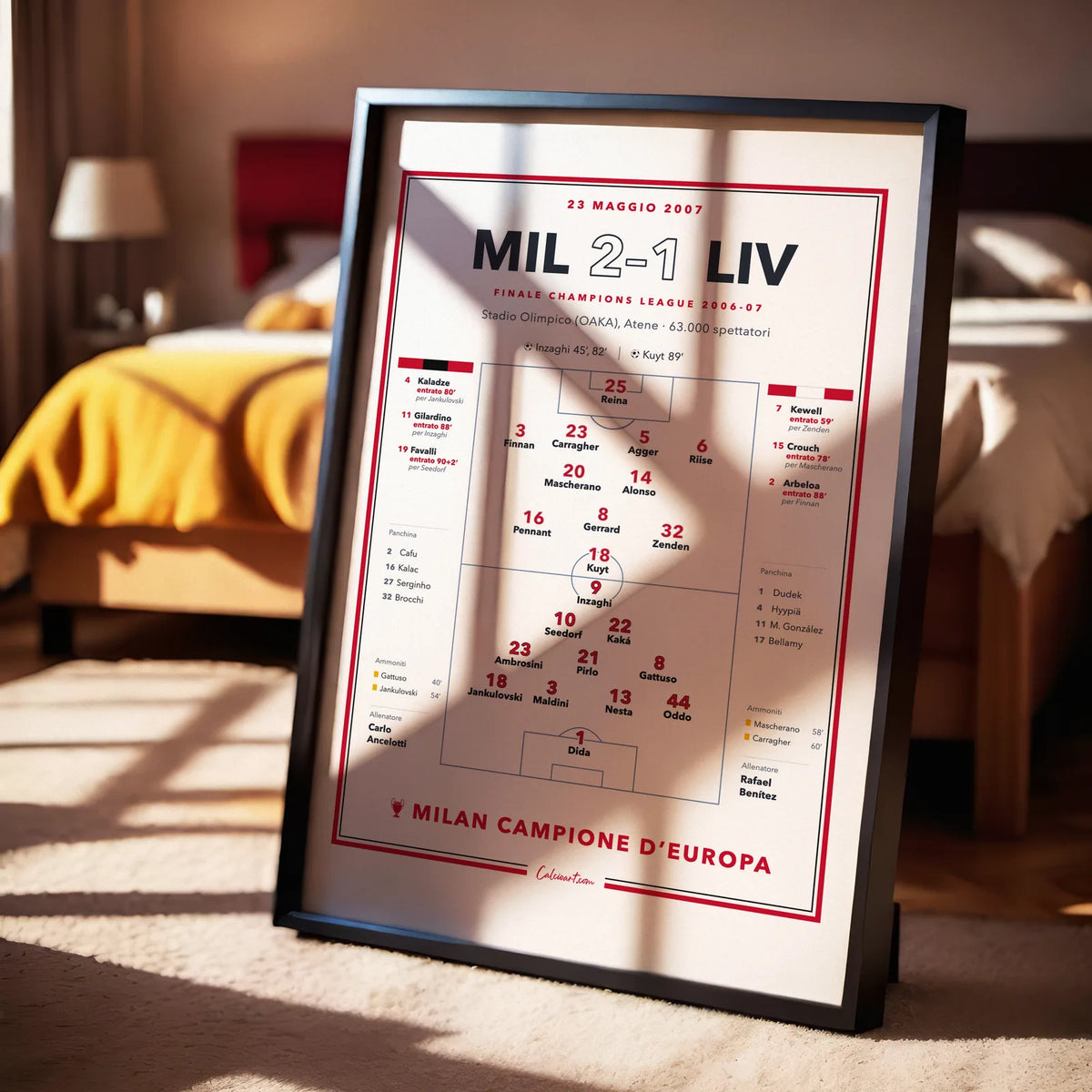 Poster partita storica del Milan in cornice, regalo per il tifoso rossonero