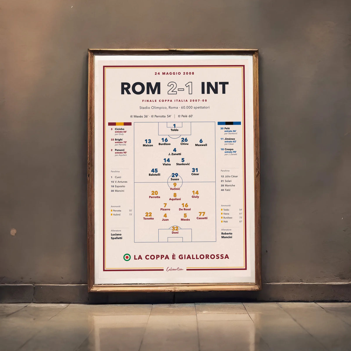 Regalo per il tifoso giallorosso: poster Roma – Inter, finale di Coppa Italia 2008, stampa da collezione