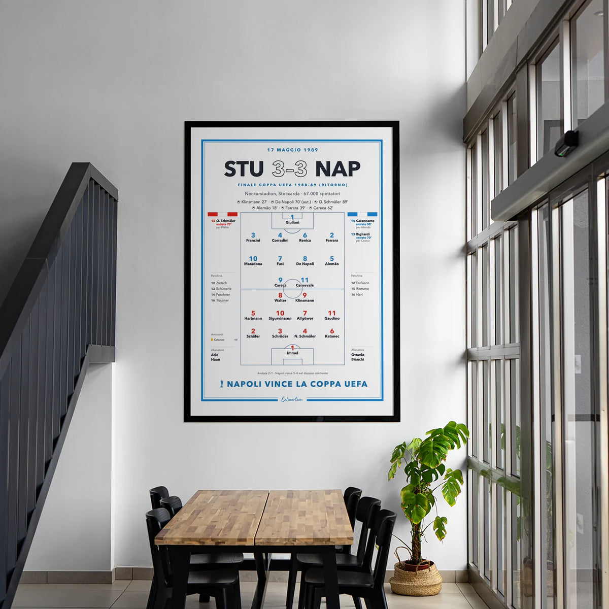Regalo per il tifoso napoletano: poster Stoccarda – Napoli, finale di Coppa UEFA 1989, stampa da collezione