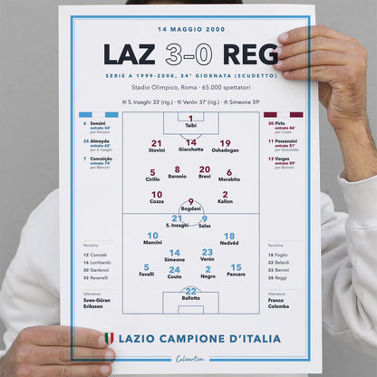 Regalo per il tifoso laziale: poster Lazio – Reggina, scudetto 2000, stampa da collezione