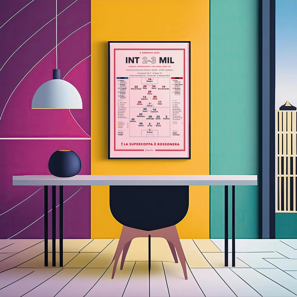 Poster partita storica del Milan in cornice, regalo per il tifoso rossonero