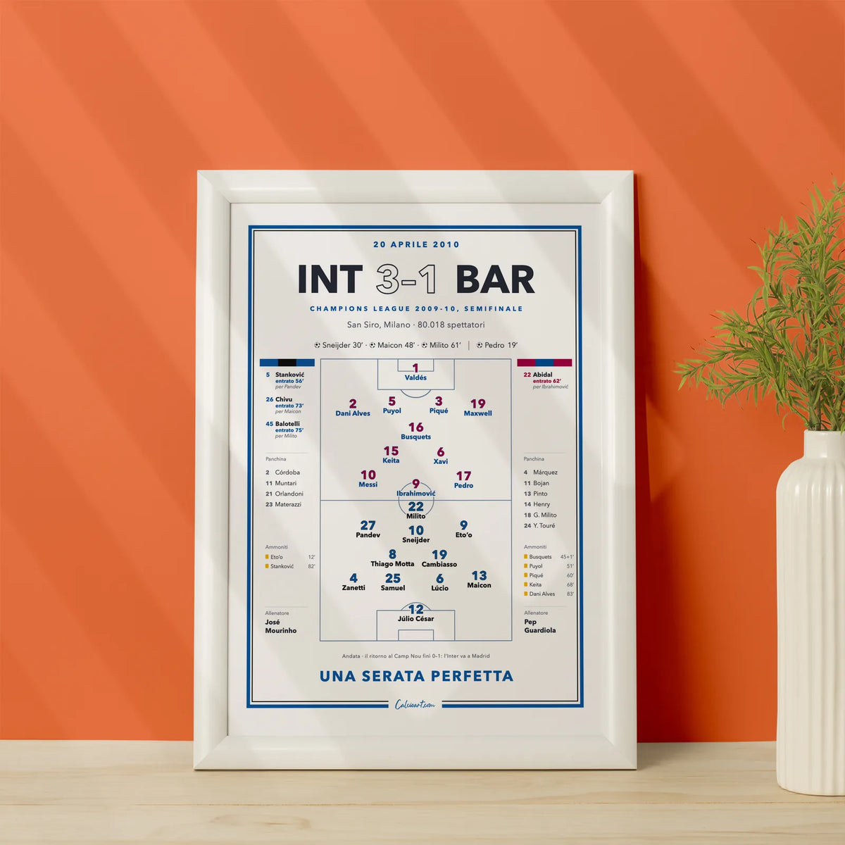 Poster partita storica Inter – Barcellona in cornice, regalo per il tifoso nerazzurro