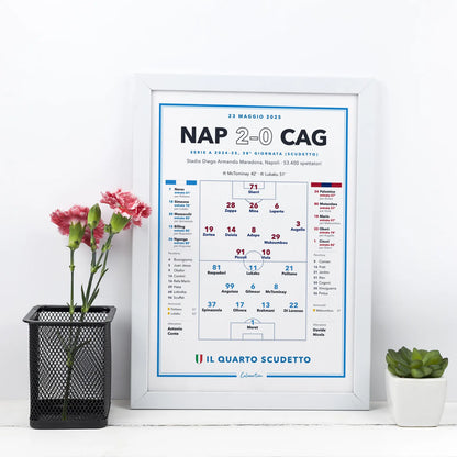 Poster calcio Napoli campione d'Italia 2025 in cornice, da appendere in casa