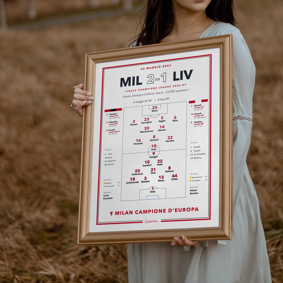 Poster partita storica del Milan in cornice, regalo per il tifoso rossonero