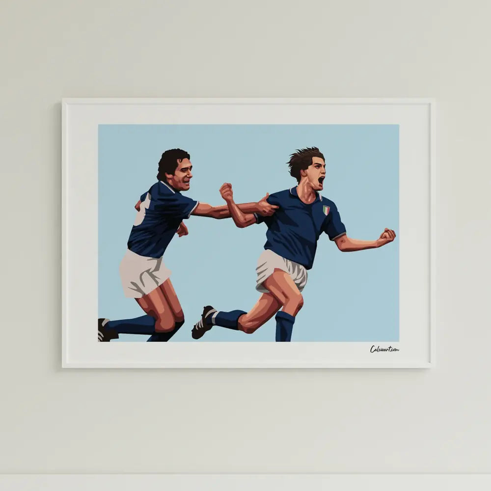 Poster Gentile Tardelli - Spagna 82 - Urlo Mundial — stampa CalcioArt in ambiente (1)