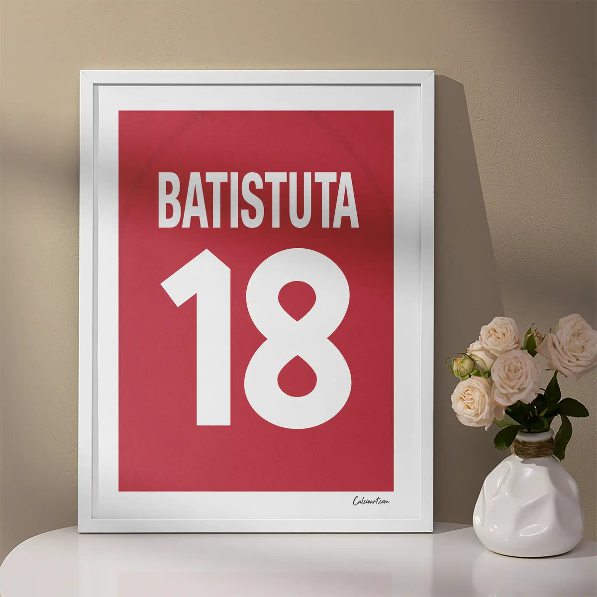 MAGLIA ROMA - 2000/2001 - BATISTUTA - ANNO SCUDETTO · poster in cornice, ambientazione 2