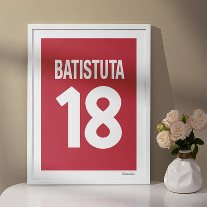 MAGLIA ROMA - 2000/2001 - BATISTUTA - ANNO SCUDETTO · poster in cornice, ambientazione 2