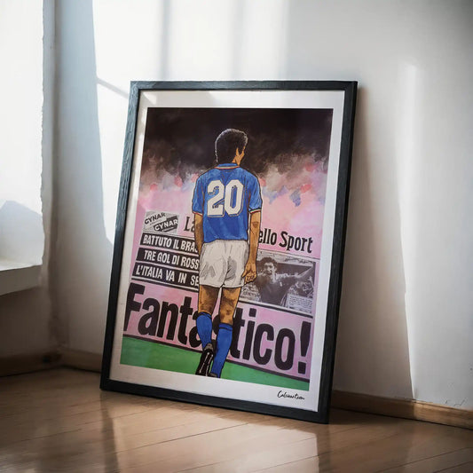 ROSSI MONDIALE 82 con gazzetta · poster in cornice, ambientazione 1
