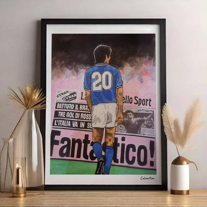 ROSSI MONDIALE 82 con gazzetta · poster in cornice, ambientazione 3