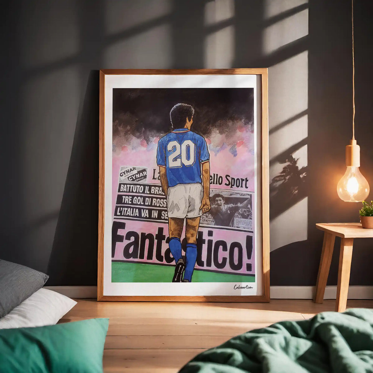 ROSSI MONDIALE 82 con gazzetta · poster in cornice, ambientazione 4