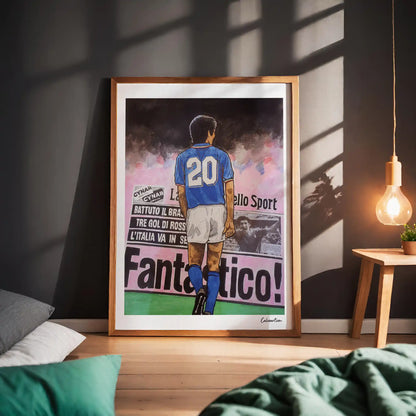 ROSSI MONDIALE 82 con gazzetta · poster in cornice, ambientazione 4