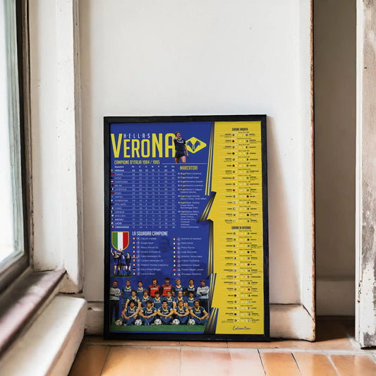 SCUDETTO - VERONA CLASSIFICA 1984/1985 · poster in cornice, ambientazione 1