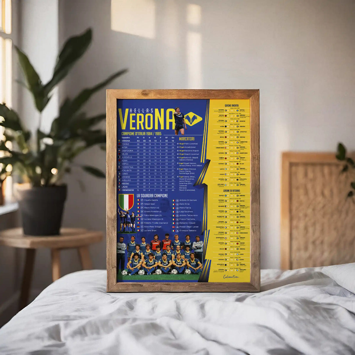 SCUDETTO - VERONA CLASSIFICA 1984/1985 · poster in cornice, ambientazione 2